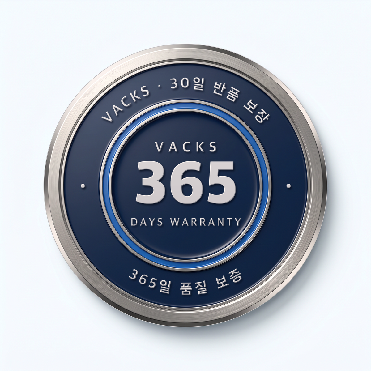 VACKS 30일 반품 보장 · 365일 품질 보증 배지